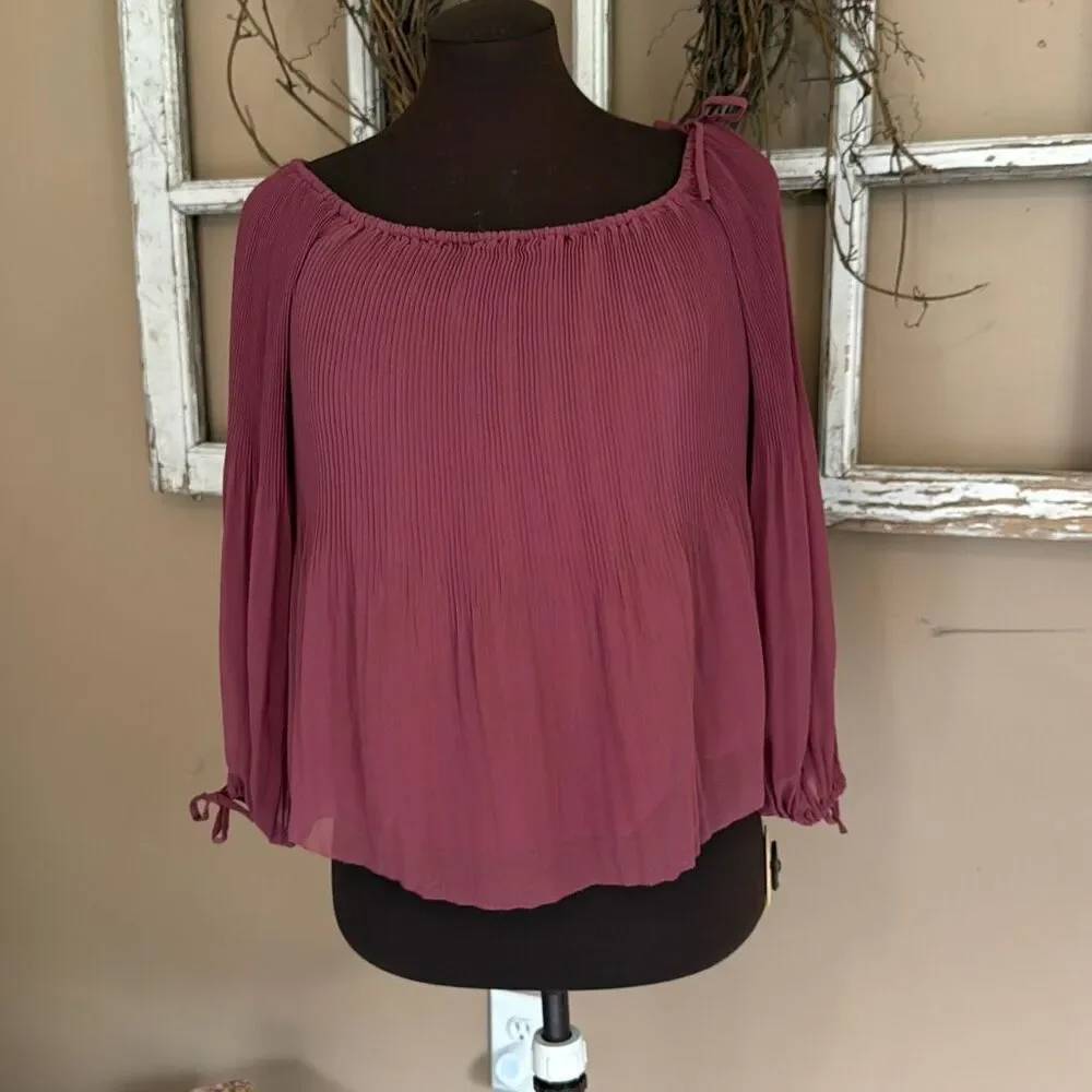 Wilfred aritizia Talance off the shoulder blouse shirt size small mauve flowy pl - Picture 1 of 10
